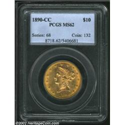 1890-CC $10 MS62 PCGS. Winter 1-A. A crisply struck example that has good luster and warm honey-gold