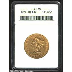 1893-CC $10 AU55 ANACS. The 1893-CC is a scarce and underappreciated issue. This Choice AU example i