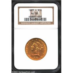 1893-O $10 AU58 NGC. The 1893-O has the lowest mintage of any post-1883 O-mint Eagle. Prominent brig