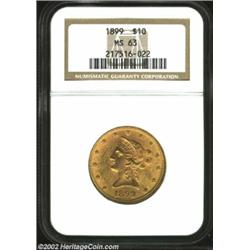 1899 $10 MS63 NGC. With pleasant surfaces, strike and color, this is a nice example of this final ye