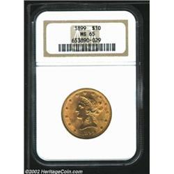 1899 $10 MS65 NGC. An exceptionally well preserved survivor of this otherwise common P-mint Liberty.