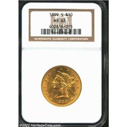 1899-S $10 MS63 NGC. A bright and flashy example that is well struck and carefully preserved. One of