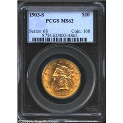 1903-S $10 MS62 PCGS. A flashy Mint State representative with the expected strong strike and shimmer