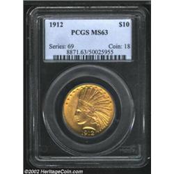 1912 $10 MS63 PCGS. Faint golden hues are noted on both sides of this specimen. Important notice: We