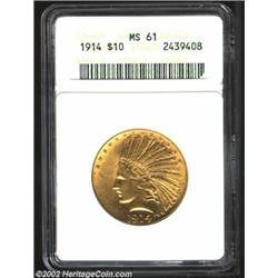 1914 $10 MS61 ANACS. Sharply struck with bright yellow-gold coloration. Important notice: We expect.