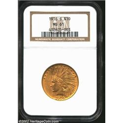 1916-S $10 MS61 NGC. A lustrous piece that is boldly struck aside from the right half of the olive b