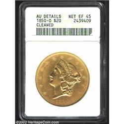 1850-O $20--Cleaned--ANACS. AU Details, Net XF45. Sharply struck and free from any noticeable abrasi