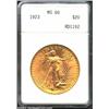1923 $20 MS60 ANACS. Lustrous and relatively unabraded for the grade, with a typical strike and a ti