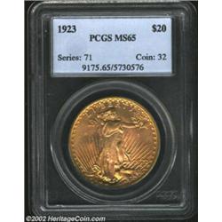 1923 $20 MS65 PCGS. Despite a limited original mintage of 566,000 pieces, the 1923 has long been rec