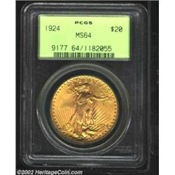 1924 $20 MS64 PCGS. Lustrous and fully original. Important notice: We expect to be auctioning lots a