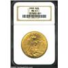 1909 $20 MS61 NGC. Deeply set green-gold color confirms the originality of this BU quality survivor.