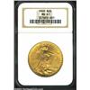 Image 1 : 1909 $20 MS61 NGC. Deeply set green-gold color confirms the originality of this BU quality survivor.