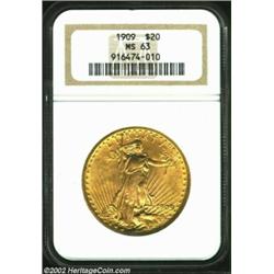 1909 $20 MS63 NGC. The 1909 is a scarce issue in all grades and is especially difficult to locate in