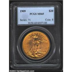 1909 $20 MS65 PCGS. The 1909 is one of our favorite dates in the Saint-Gaudens series. It is extreme