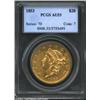 Image 1 : 1853 $20 AU53 PCGS. Well struck with reflective olive-gold surfaces. Usual marks for the grade. From