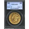 1855 $20 AU53 PCGS. Lightly circulated scarce P-mint issue. Olive-green surfaces that retain luster.