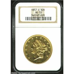 1857-O $20 AU53 NGC. Writing in 1992, Winter estimates that only 14-17 1857-O Double Eagles are exta