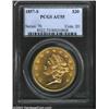 Image 1 : 1857-S $20 AU55 PCGS. Both the color and luster on this early S-mint Twenty are especially attractiv