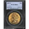 Image 1 : 1857-S $20 MS62 PCGS. A boldly struck Type One S-mint with a vibrant, satiny sheen that is disturbed