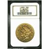 Image 1 : 1858 $20 AU58 NGC. The 1858 has the lowest mintage of any P-mint Twenty from the 1850s (except for t