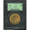 Image 1 : 1860 $20 AU55 PCGS. A sharply struck representative that has ample mint luster and a relatively unab