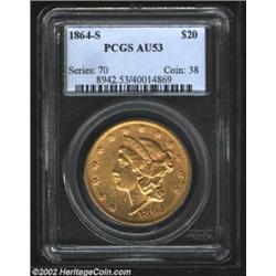 1864-S $20 AU53 PCGS. The discovery of more than 100 examples as part of the S.S. Central America tr