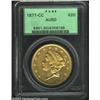 1871-CC $20 AU50 PCGS. Winter 1-A, the only known dies. It is difficult to locate a circulated CC-mi