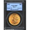 1873 $20 Open 3 MS61 PCGS. A flashy and bright specimen that has a refreshingly clean cheek and only