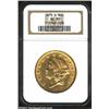 1873-S $20 Closed 3 AU58 NGC. Lustrous with olive-gold fields. There is a pinscratch above Liberty's