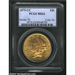 1875-CC $20 MS62 PCGS. The 1875-CC is the most plentiful Carson City Double Eagle. It is also a Type