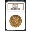 Image 1 : 1880-S $20 MS60 NGC. Olive-gold surfaces that are lustrous.From the Aaron Bliss Collection. Importan