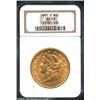 Image 1 : 1881-S $20 AU58 NGC. Lightly circulated and still lustrous.From the Aaron Bliss Collection. Importan