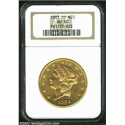 1883-CC $20 AU50 NGC. Winter 2-A. The 1883-CC is one of the more available Carson City Twenties, and