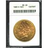 Image 1 : 1883-S $20 MS60 ANACS. Brightly lustrous, this piece exhibits the eye appeal of a higher grade, but.