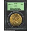 1883-S $20 MS61 PCGS. The fields have blushes of apricot-gold color. The portrait and the field near