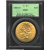 1884-S $20 MS61 PCGS. A well struck Double Eagle that has full cartwheel luster. Both sides have sev
