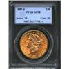 1887-S $20 AU58 PCGS. Tremendous luster still radiates from both sides of this absolutely choice, ju