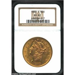 1888-S $20 MS62 NGC. Lustrous and well struck with the normal amount of abrasions for the grade. Imp