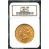 1889 $20 MS61 NGC. Olive-gold with red highlights in the protected areas. Light pinscratch behind Li