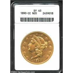 1890-CC $20 XF40 ANACS. This is a lustrous and attractive Extremely Fine example of this Carson City