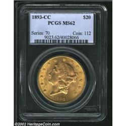 1893-CC $20 MS62 PCGS. Winter 1-A. The 1893-CC is a relatively available issue in the Carson City se