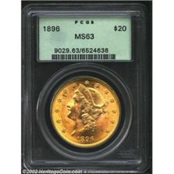 1896 $20 MS63 PCGS. Well struck with rich color and gleaming, lustrous surfaces, there are several s