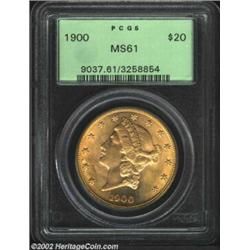 1900 $20 MS61 PCGS. A lustrous and well struck specimen that has swirls of honey-gold color. The rev