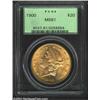 Image 1 : 1900 $20 MS61 PCGS. A lustrous and well struck specimen that has swirls of honey-gold color. The rev