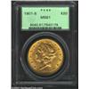 1901-S $20 MS61 PCGS. The shield stripes have minor softness of detail, but the strike is otherwise.