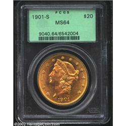 1901-S $20 MS64 PCGS. The certified population of this late date Liberty Twenty from the San Francis