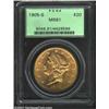 1905-S $20 MS61 PCGS. Flashy semi-prooflike luster and light golden-brown color gives this bright an