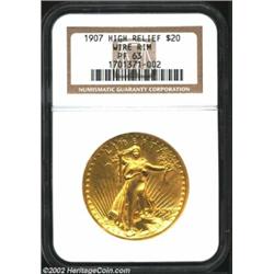 1907 $20 High Relief PR63 NGC. This is the first of two proof examples in this sale of the High Reli