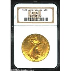 1907 $20 High Relief PR64 NGC. Chief Engraver Charles E. Barber reported that only five proof varian