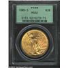 Image 1 : 1909-S $20 MS62 PCGS. A lustrous and bright piece that is well struck except for the torch hand of L